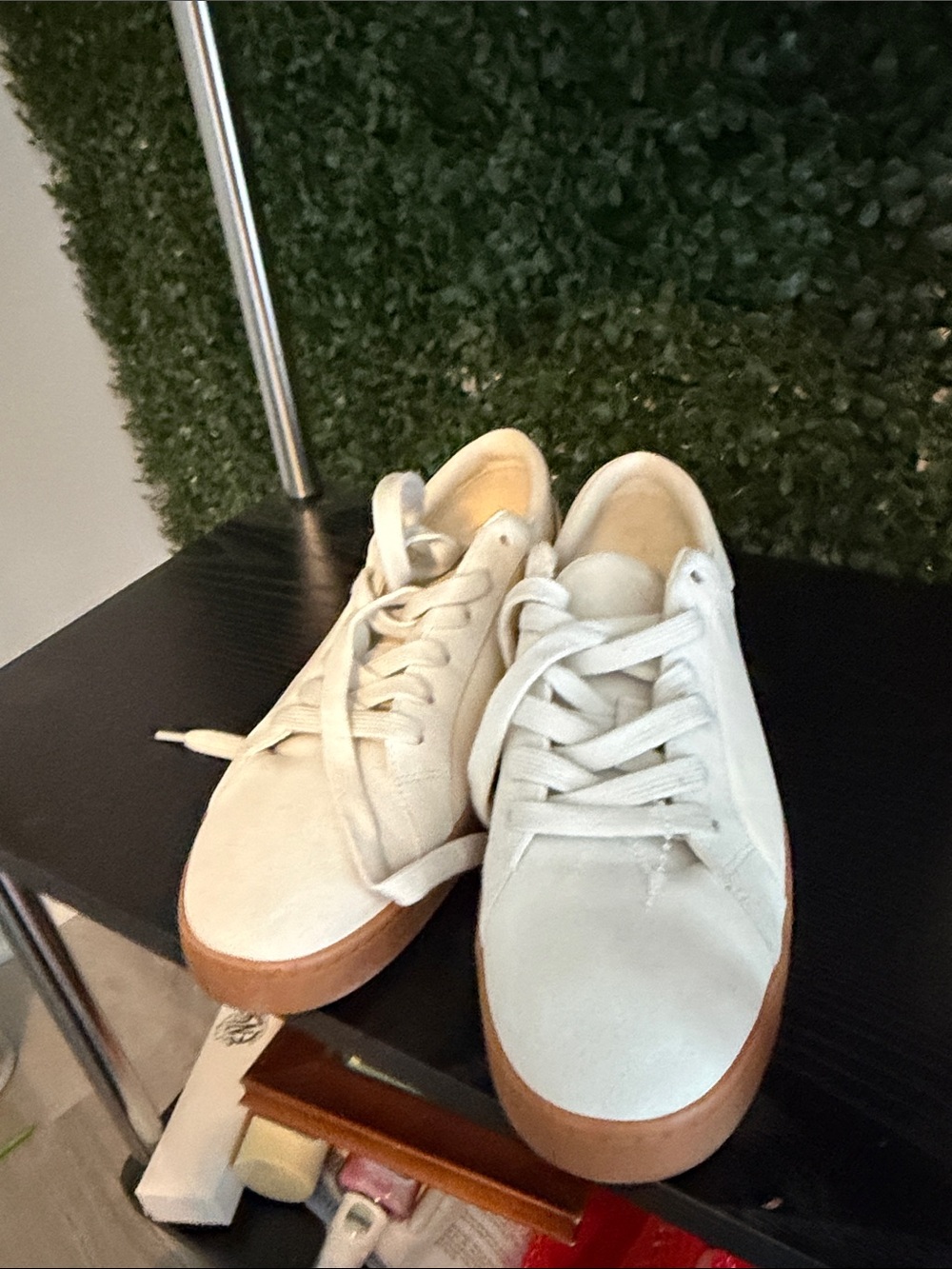 Vince Cream Low-Top Sneakers with Gum Sole